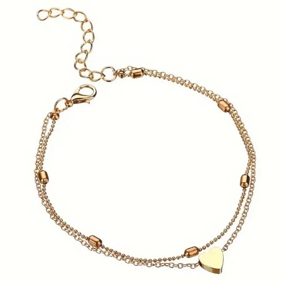 ⛱️Goldtone Double Strand Heart Anklet - Picture 2 of 5